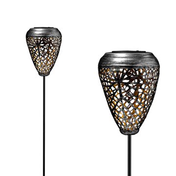 Solcellelampe med orientalsk mønster i antik sølvfarve – Bahia #EZ-SO-004